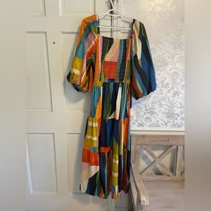 Karlie Mosaic Puff Sleeve Dress